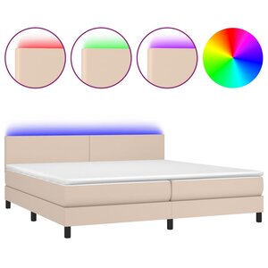 vidaXL Sommier à lattes de lit avec matelas LED Cappuccino 200x200 cm