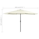 vidaXL Parasol d'extérieur avec mât en métal 390 cm blanc sable
