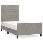 vidaXL Cadre de lit avec tête de lit Gris clair 90x200 cm Velours