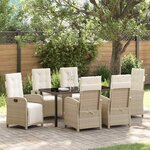 vidaXL Ensemble de salle à manger pour jardin 7 Pièces Beige polyrotin