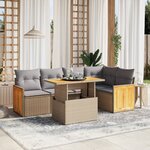 vidaXL Salon de jardin avec coussins 6 Pièces beige résine tressée