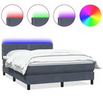 vidaXL Sommier à lattes de lit et matelas et LED gris foncé 140x220cm velours