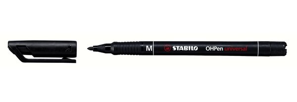 Stylo-feutre ohp pen permanent pointe moyenne 1mm encre indélébile noir STABILO