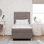 vidaXL Lit à ressorts avec matelas Taupe 90 x 200 cm tissu