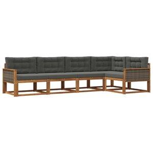 vidaXL Ensemble de canapés d'extérieur 5 pc Naturel et Anthracite
