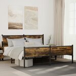 vidaXL Cadre de lit en métal sans matelas chêne fumé 160x200 cm