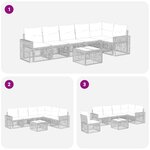 vidaXL Ensemble de canapé de jardin 7 pc Noir et blanc crème polyrotin