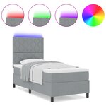 vidaXL Lit à ressorts avec matelas et lumière LED   Gris clair  90 x 190 cm  Tissu