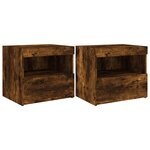 vidaXL Tables de chevet avec lumières LED 2 Pièces chêne fumé 50x40x45 cm