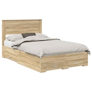 vidaXL Cadre de lit Chêne Sonoma 135 x 190 cm Bois d'ingénierie
