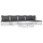 Salon de jardin meuble d'extérieur ensemble de mobilier avec coussins 6 pièces blanc acier 02_0018320