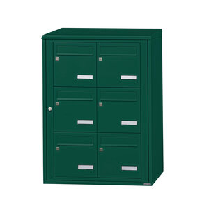 Bloc collectif Leabox  2x3  grade 3  simple face  extérieur  fixation murale  vert mousse ral 6005 finition brillante