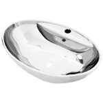 vidaXL Lavabo avec trop-plein 58 5 x 39 x 21 cm Céramique Argenté