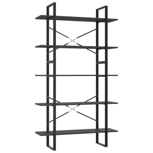 vidaXL Bibliothèque à 5 niveaux Gris 100x30x175 cm Bois d'ingénierie