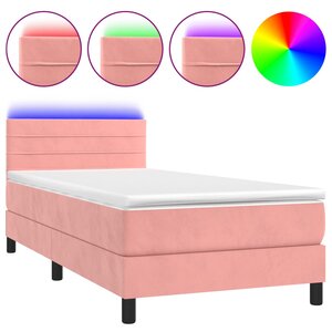 vidaXL Sommier à lattes de lit avec matelas et LED Rose 90x200 cm