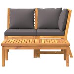 vidaXL Salon de jardin 3Pièces et coussin gris foncé Bois d'acacia solide