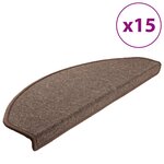 vidaXL Tapis d'escalier 15 pièces 65 x 24 x 4 cm Marron café Demi-rond Grand