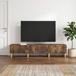 vidaXL Meuble TV Chêne fumé 147 x 34 5 x 30 cm Bois d'ingénierie