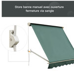 Store banne manuel inclinaison réglable aluminium polyester imperméabilisé 70L x 180l cm vert