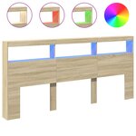 vidaXL Armoire tête de lit avec LED chêne sonoma 220x17x102 cm
