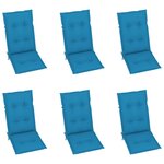 vidaXL Chaises de jardin 6 Pièces avec coussins bleu Bois de teck massif