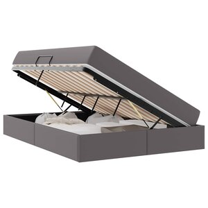 vidaXL Lit avec rangement et matelas avec stockage 2 pc Gris Cuir