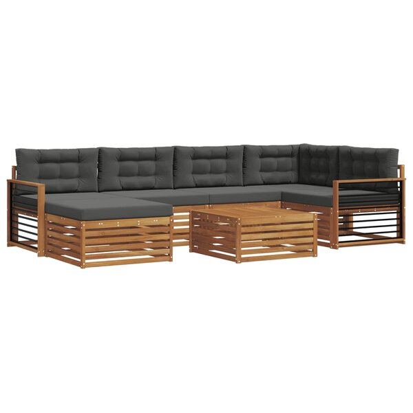 vidaXL Ensemble de canapés d'extérieur 7 pc Naturel et Anthracite