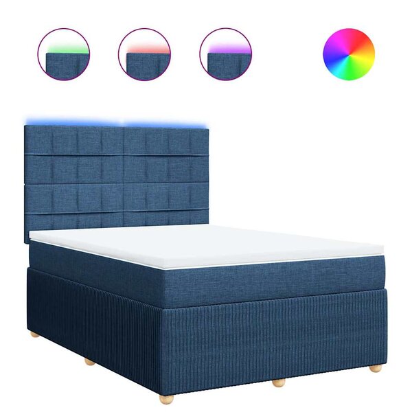 vidaXL Sommier à lattes de lit avec matelas Bleu 140x190 cm Tissu