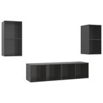 vidaXL Meubles TV muraux 4 Pièces Gris brillant Bois d'ingénierie