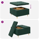 vidaXL Pouf de rangement Vert foncé 80 x 80 x 45 cm Velours
