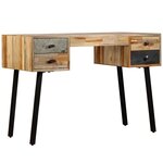 vidaXL Bureau Teck de récupération massif 110 x 50 x 76 cm