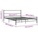 vidaXL Cadre de lit sans matelas gris métal 140x200 cm