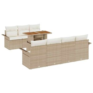 vidaXL Ensemble de canapé de jardin 8 Pièces Beige Poly rotin