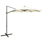 vidaXL Parasol déporté avec mât et lumières LED Sable 300 cm