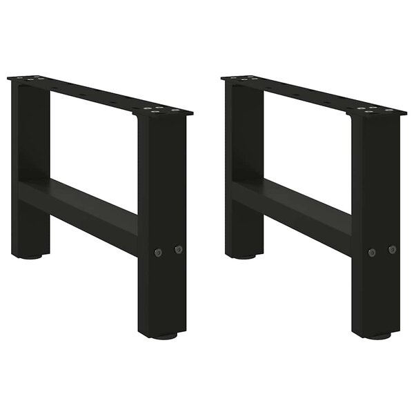 vidaXL Pieds de table basse Noir 2 pièces 50 x (30-31) cm Acier