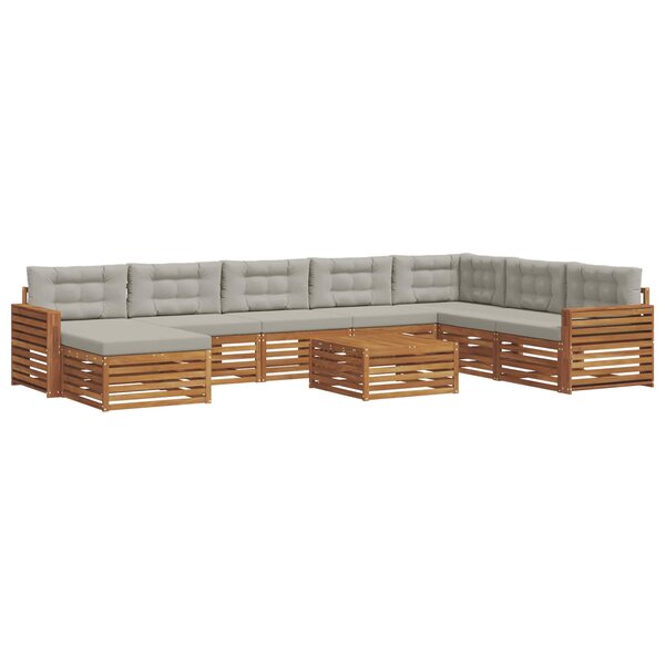 vidaXL Ensemble de canapés d'extérieur 9 Pièces Gris Naturel et Clair
