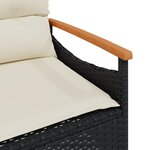 vidaXL Banc de jardin avec coussins 116x62 5x74 cm noir résine tressée