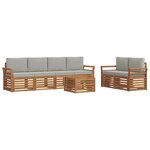 vidaXL Ensemble de canapés d'extérieur 7 Pièces Gris Naturel et Clair