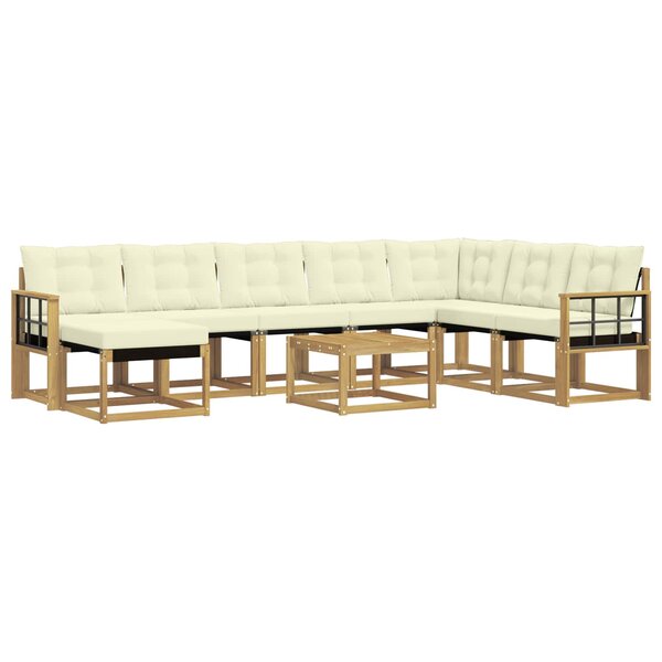 vidaXL Ensemble de canapés d'extérieur 9 pc Blanc et crème