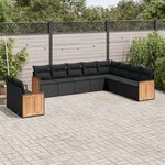 vidaXL Salon de jardin 10 Pièces avec coussins noir résine tressée
