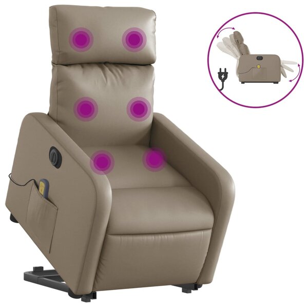 vidaXL Fauteuil inclinable de massage électrique cappuccino similicuir