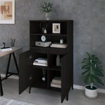 vidaXL Buffet haut Noir 60x36x110 cm Bois d'ingénierie