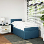 vidaXL Sommier à lattes de lit avec matelas bleu 90x190 cm velours