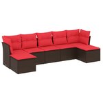 vidaXL Salon de jardin avec coussins 7 Pièces marron résine tressée