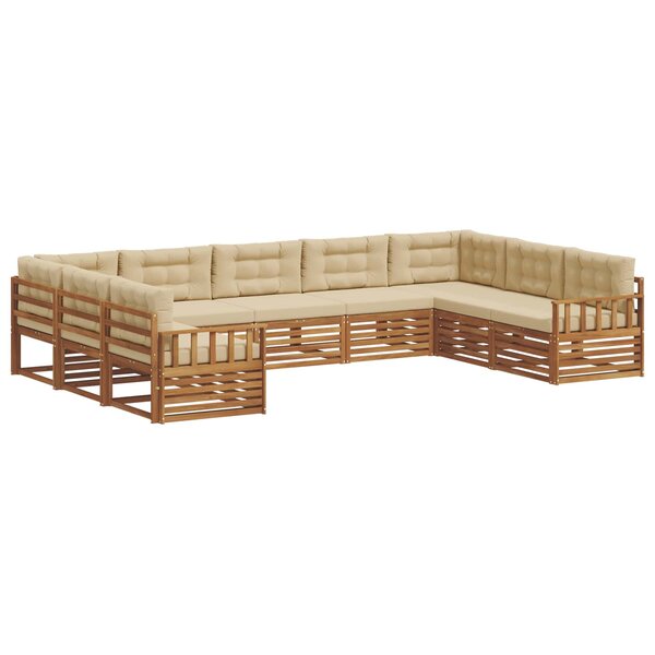 vidaXL Ensemble de canapés d'extérieur 9 Pièces Naturel et Beige