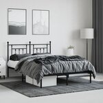 vidaXL Cadre de lit métal sans matelas avec tête de lit noir 140x190cm