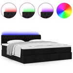 vidaXL Lit ottoman avec matelas et LED Noir 180x200cm tissu