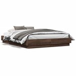 vidaXL Cadre de lit avec LED sans matelas chêne marron 135x190 cm