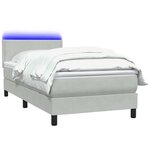 vidaXL Sommier à lattes de lit et matelas et LED gris clair 80x220 cm velours