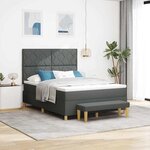 vidaXL Lit à ressorts avec matelas Gris foncé 160 x 200 cm tissu